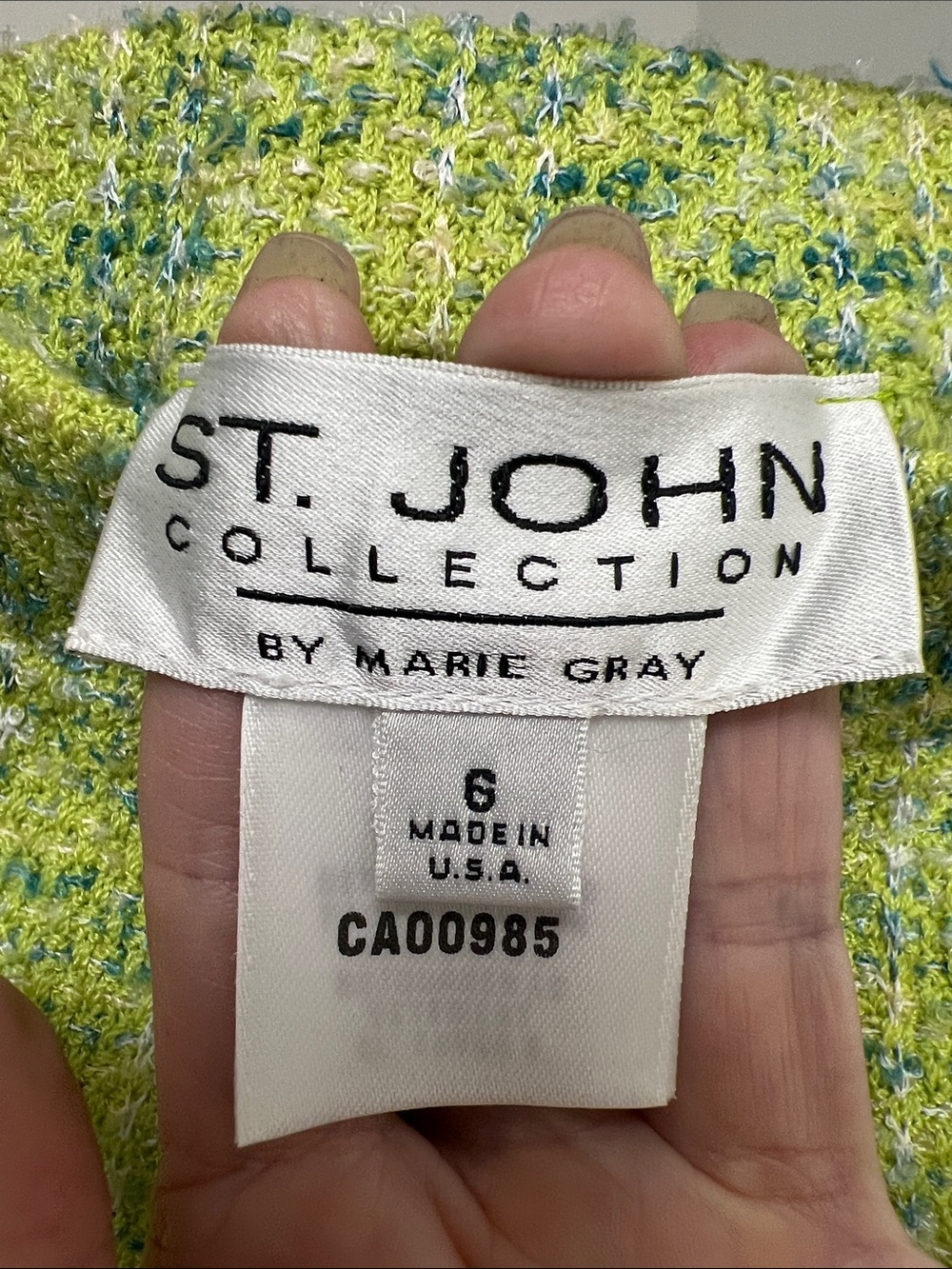St. John Chartreuse Tweed Pencil Skirt - Picture 2 of 5